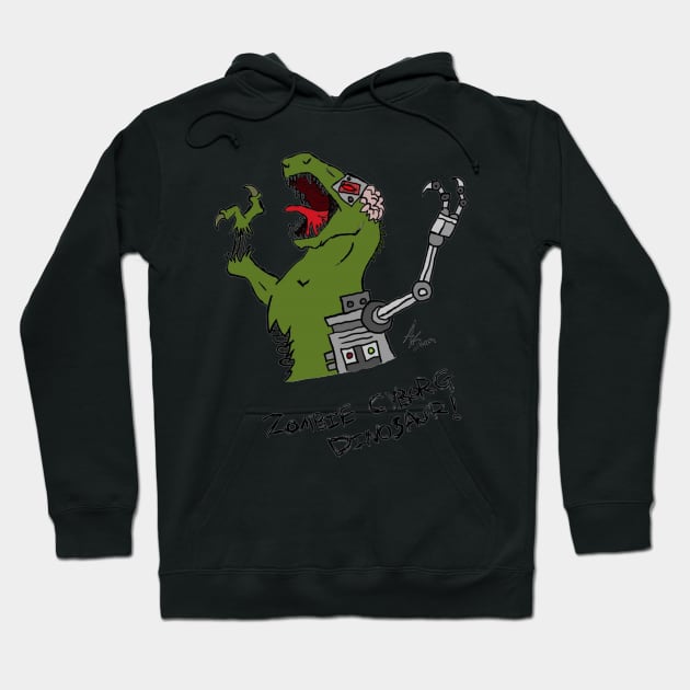 Zombie cyborg dinosaur Hoodie by Tianna Bahringer